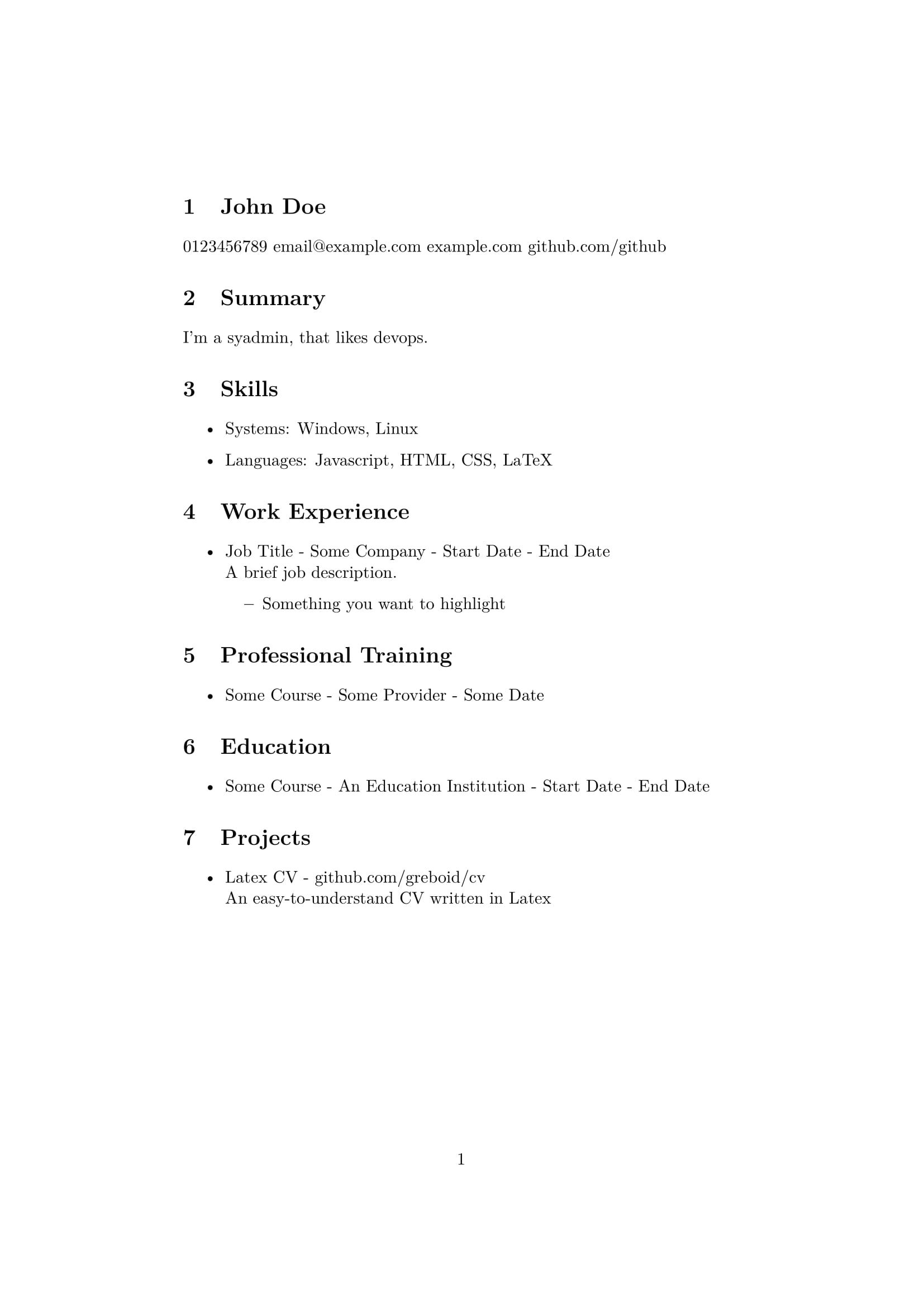 CV Basic Outline